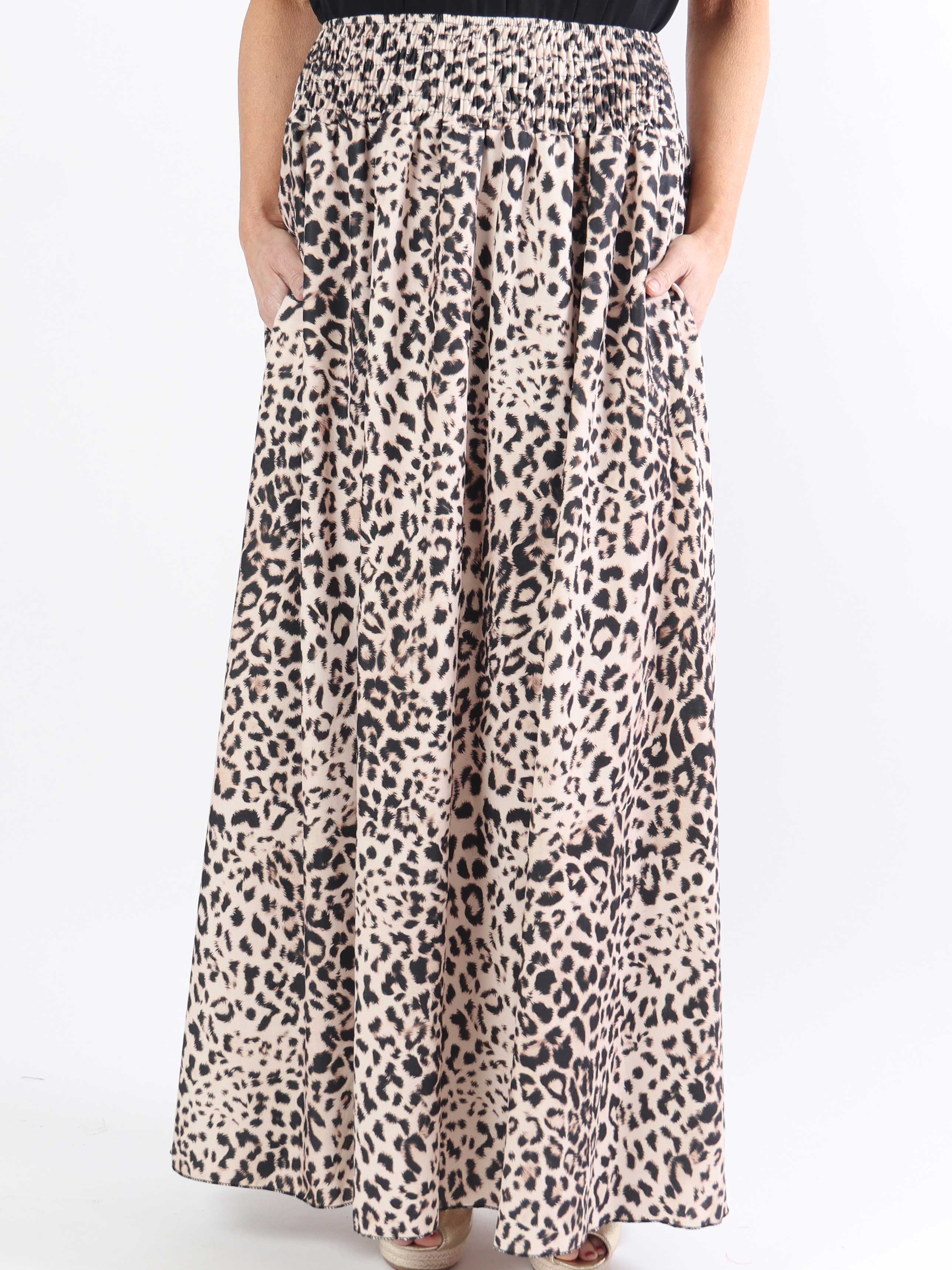 Amalia Animal - Sød lang plus size nederdel